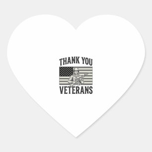 Thank You Veterans Vintage Flag Soldier Shirt Desi Heart Sticker