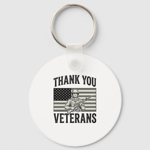 Thank You Veterans Vintage Flag Soldier Shirt Desi Key Ring