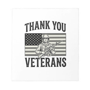 Thank You Veterans Vintage Flag Soldier Shirt Desi Notepad