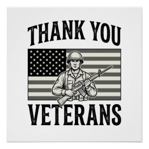 Thank You Veterans Vintage Flag Soldier Shirt Desi Poster