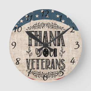Thank You Veterans Wall Clock