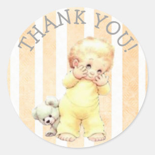 Thank You Vintage Boy's Baby Shower Stickers