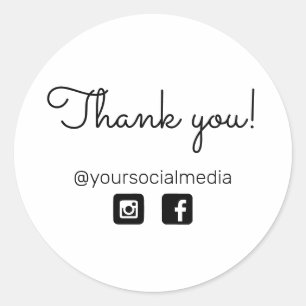 Thank you Vintage Calligraphy font White Classic Round Sticker