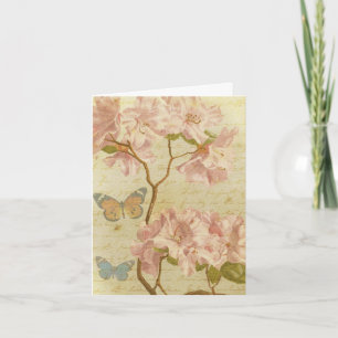 Thank You Vintage Pink Rhododendron Elegant Floral Card