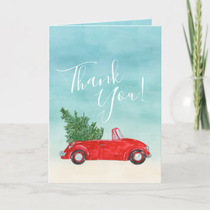 Thank You #Vintage Red Car #Florida #Tropical Holiday Card