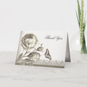 thank you vintage rose elegant cards