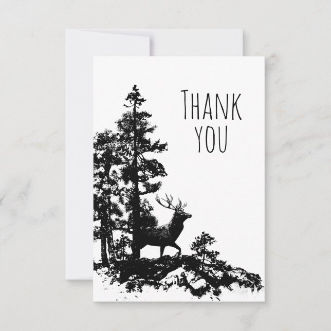 Thank You Vintage Stag Deer Animal Nature Art (Front)