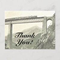 "Thank You!", Vintage Train & Bridge Postcard