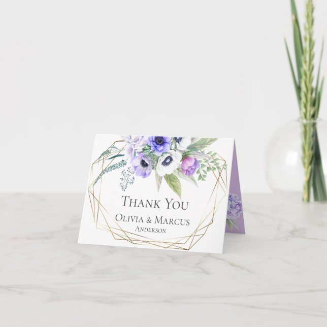 Thank You | Violet Anemone Floral Bouquet Card (Front)