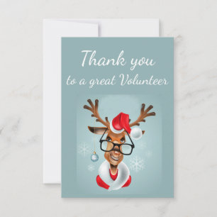 Thank You Volunteer Fun Reindeer Santa Cartoon