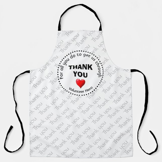 THANK YOU | Volunteer Hero | Customisable BLACK Apron (Front)