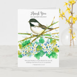 Thank You Volunteer Religious Christian Chickadee Card