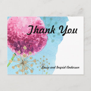 Thank you watercolor Allium floral Postcard