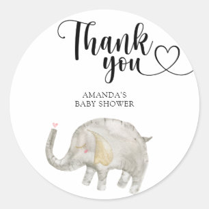 Thank you Watercolor Balloon Elephant Classic Round Sticker