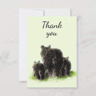 Thank You Watercolor Black Bear Animal Nature Card