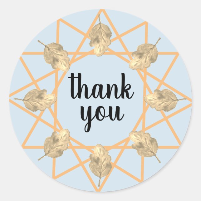 Thank You Watercolor Botanical Modern Foliage  Classic Round Sticker (Front)