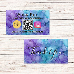 Thank You Watercolor Business Instagram Qr Code Discount Card