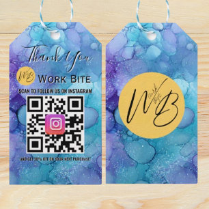 Thank You Watercolor Business Instagram Qr Code  Gift Tags