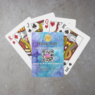 Thank You Watercolor Business Instagram Qr Code Playing Cards