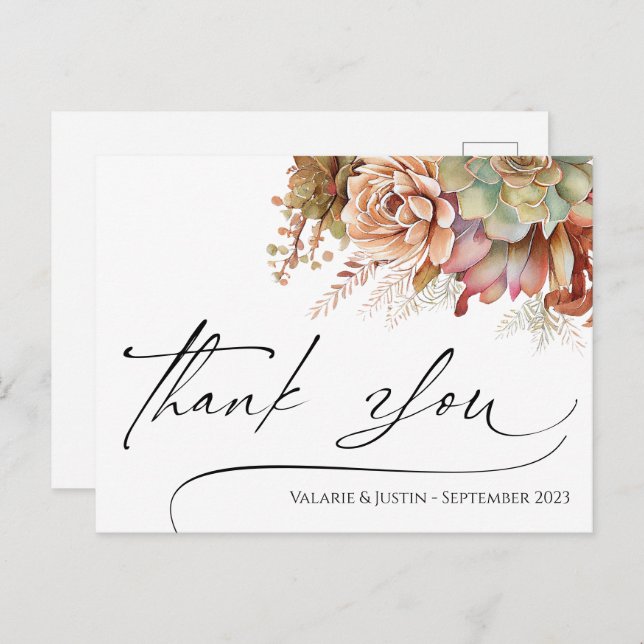 Thank You Watercolor Cactus Postcard (Front/Back)