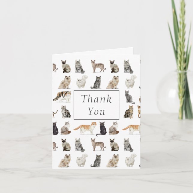 Thank You Watercolor Cats Card (Front)