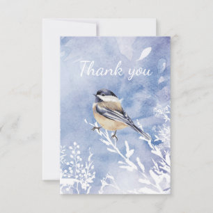 Thank You Watercolor Chickadee Winter Bird Card
