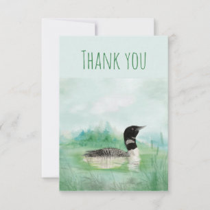 Thank You Watercolor Common Loon Bird Nature Art Card