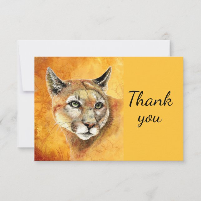 Thank You Watercolor Cougar Puma Mountain Lion (Front)