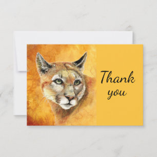 Thank You Watercolor Cougar Puma Mountain Lion Card