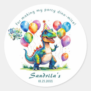 Thank You Watercolor Dinosaur Classic Round Sticker