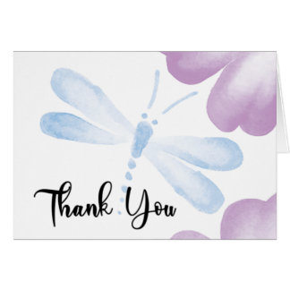 Thank You Watercolor Dragonfly Card - Customise