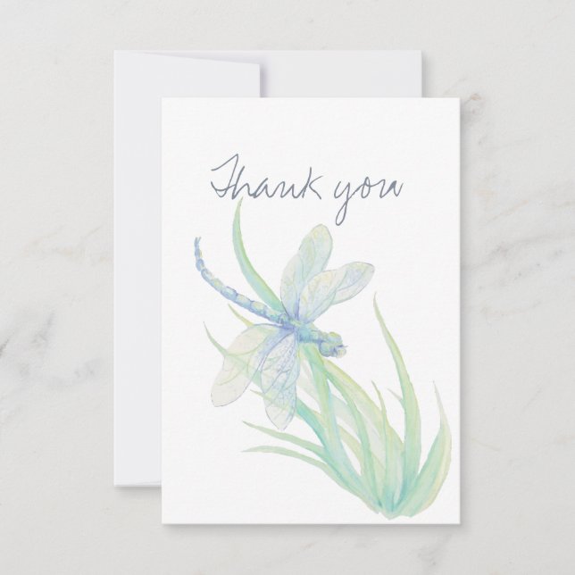 Thank You Watercolor Dragonfly Nature Art (Front)