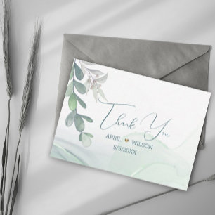 Thank You Watercolor Eucalyptus leaves Card