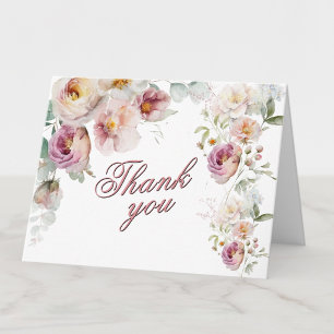 Thank You Watercolor Floral Any Age Occasion  Card