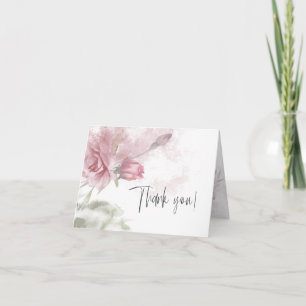 Thank You   Watercolor Floral Dusty Pink Rose