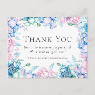 Thank You Watercolor Floral & Rustic Wood  Coupon Postcard