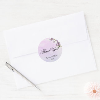 thank you watercolor flower classic round sticker