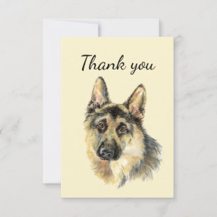 Thank You Watercolor German Shepherd Dog Pet Card