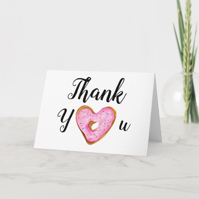 Thank You Watercolor Heart Doughnut Card (Front)