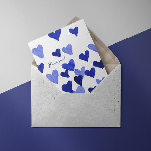 Thank you Watercolor Hearts – blue Card
