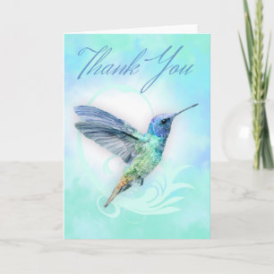 Thank You - Watercolor Hummingbird Print Card