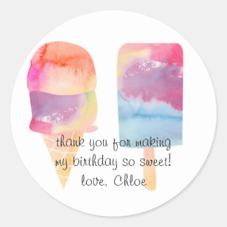 Thank You Watercolor Ice Cream Stickers