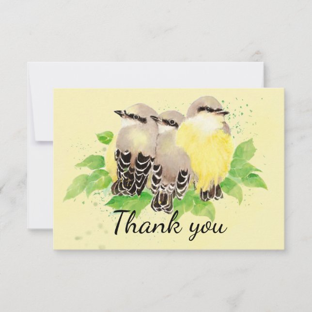 Thank You Watercolor Kingbird Bird Family Art (Front)