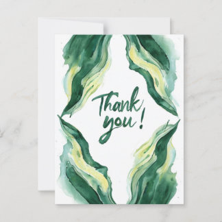 Thank You Watercolor Leaf Frame Illustration Postcard