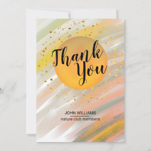Thank You Watercolor Nature Orange Glitter Gold Card