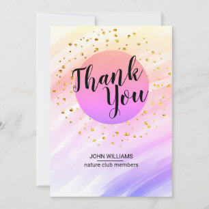 Thank You Watercolor Nature Violet Glitter Gold Card