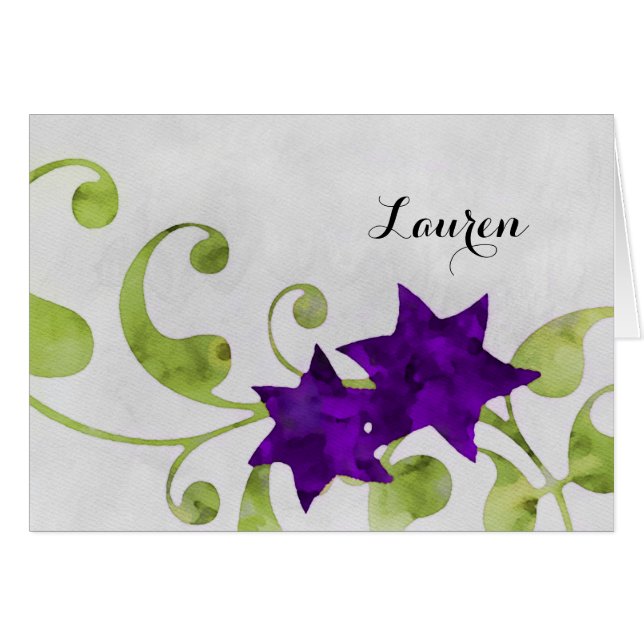 Thank You Watercolor Star Floral Design Purple (Front Horizontal)