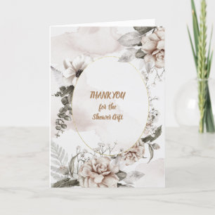 Thank You Watercolor White and Tan Roses