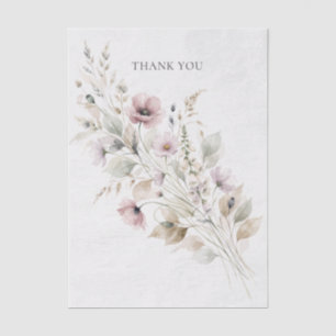 "Thank You" Watercolor Wildflower Bouquet Greeting Tissue Paper