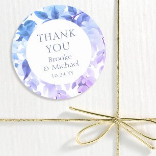 Thank You Watercolor Wisteria Floral Wedding Classic Round Sticker